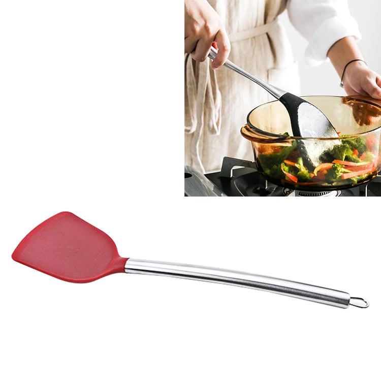 kn605 Stainless Steel Handle Silicone Slice High Temperature Resistance Cooking Slice, Black, Grey, Red