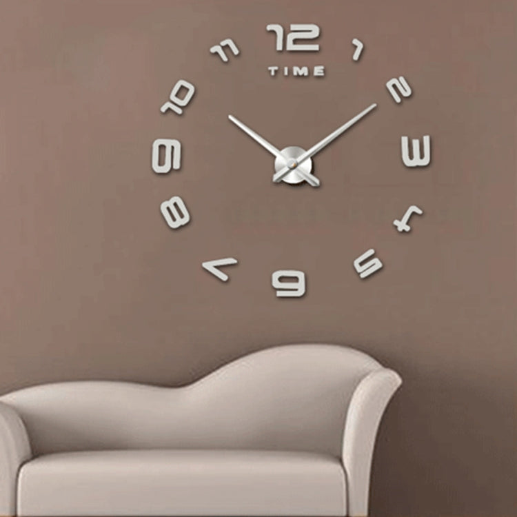 Bedroom Home Office Decoration Modern Frameless Large Number DIY 3D Mirror Wall Sticker Quiet Clock, Size: 100*100cm, 3M007 (Black), 3M007 (Silver)