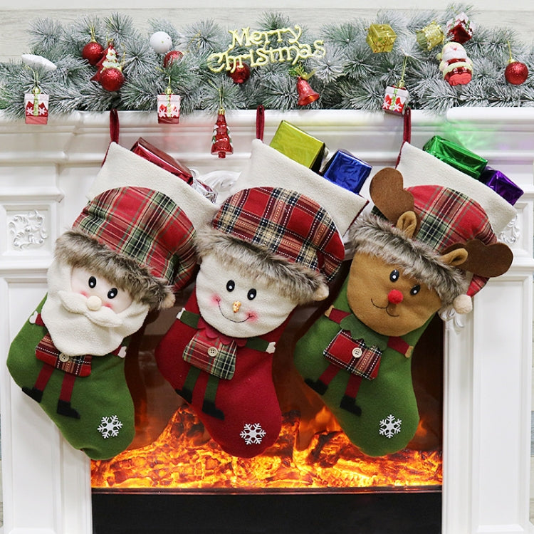 Christmas Ornament Decoration Christmas Stocking Gift Bag Pendant, Santa Claus, Elk, Snowman