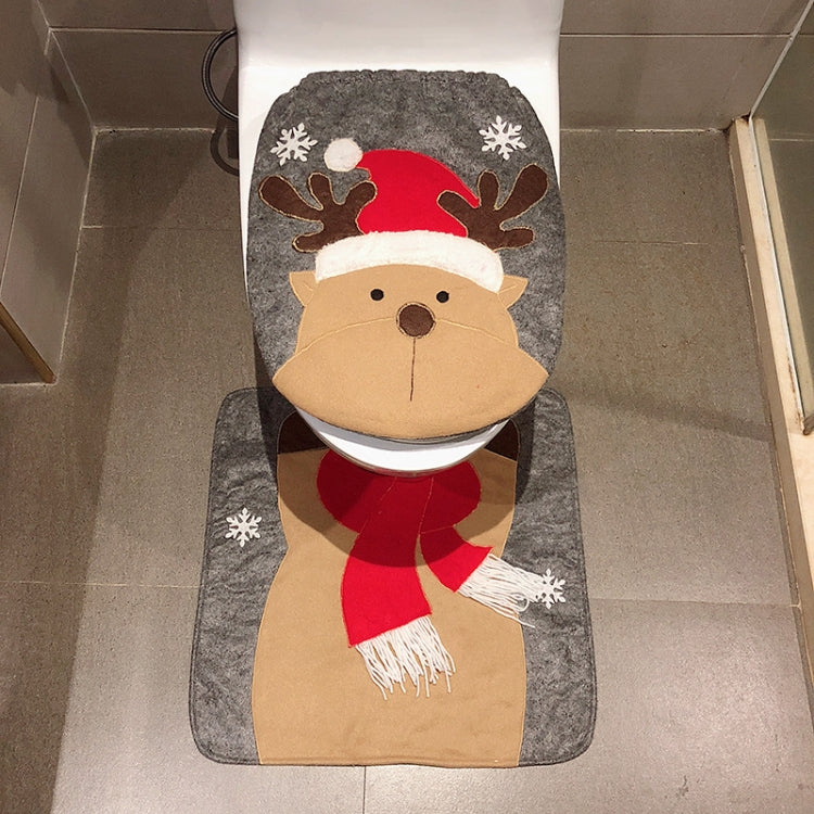 2 in 1 Christmas Decoration Toilet Set, Snowman, Elk
