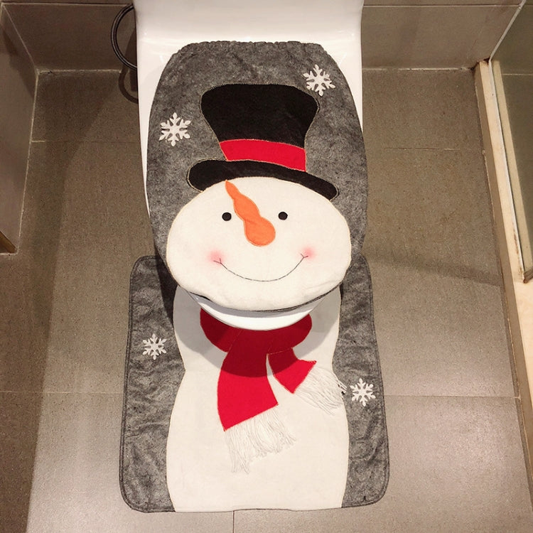 2 in 1 Christmas Decoration Toilet Set, Snowman, Elk