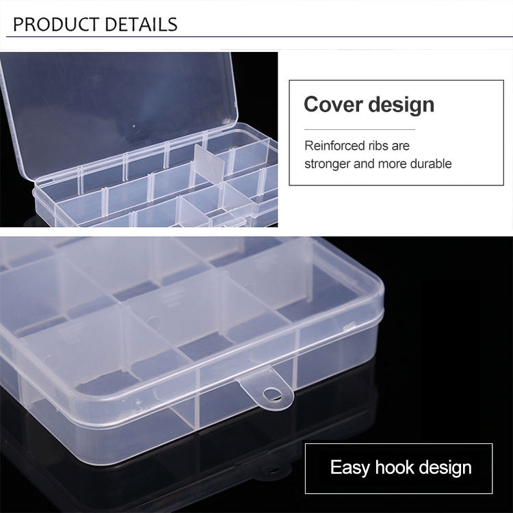Removable Grid Plastic 15 Slots Box Organizer for Jewelry Earring Fishing Hook Small Accessories, 15 Slots (Baby Blue+Blue), 15 Slots (White+Blue), 15 Slots (White+Pink), 15 Slots (Purple+Blue)