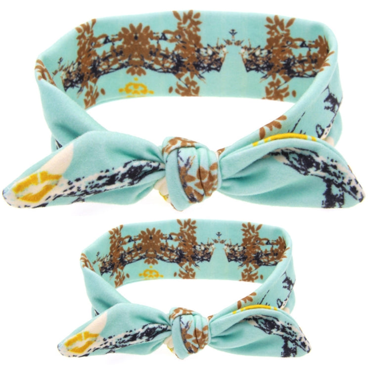 2 in 1 Printed Rabbit Ear Mom Baby Hair Band Set, HC6404A, HC6404B, HC6404C, HC6404D, HC6404E, HC6404F