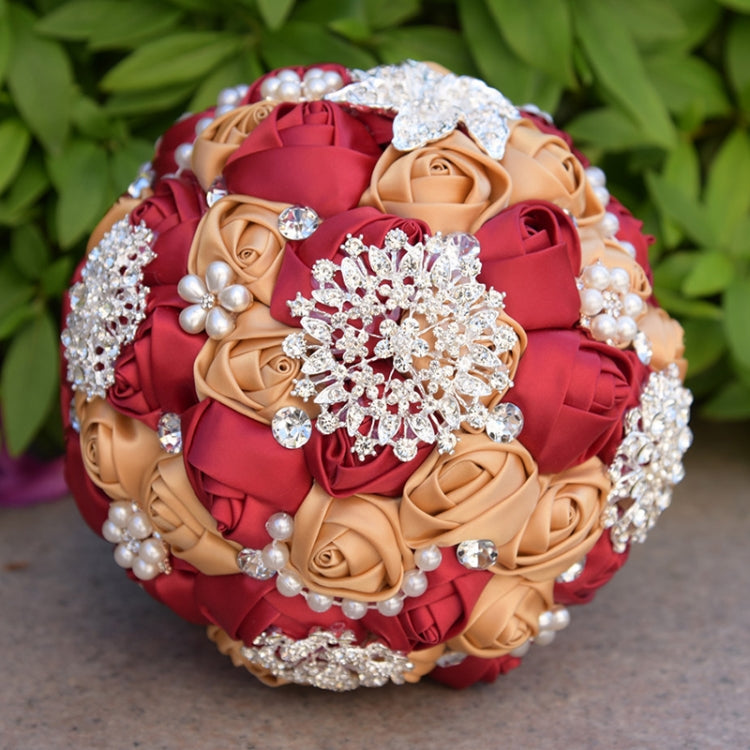Wedding Holding Pearl Diamond Flowers Bridal Bouquet Accessories Bridesmaid Rhinestone Party Wedding Decoration Supplies, Diameter: 20cm, D453 Milk White + White, D453 Milk White, D453