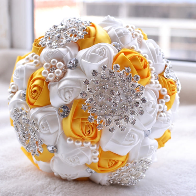Wedding Holding Pearl Diamond Flowers Bridal Bouquet Accessories Bridesmaid Rhinestone Party Wedding Decoration Supplies, Diameter: 20cm, D453 Milk White + White, D453 Milk White, D453