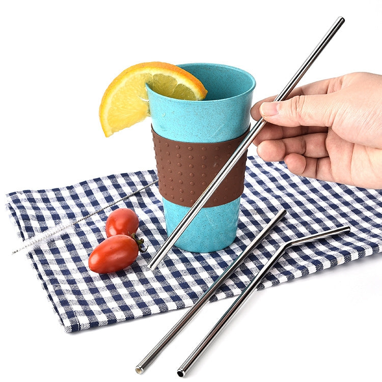 4 PCS Reusable Stainless Steel Drinking Straws + 1 x Cleaner Brush Set Kit, Straight