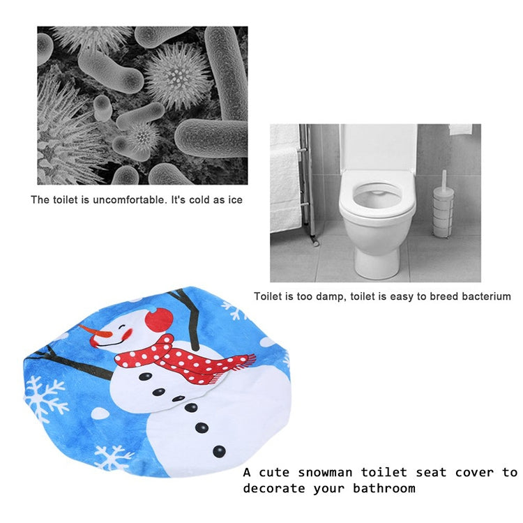 Fancy Christmas Decoration Toilet Lid Cover, Size: 48 x 43cm, Hat Snowman, Tree Branch Snowman