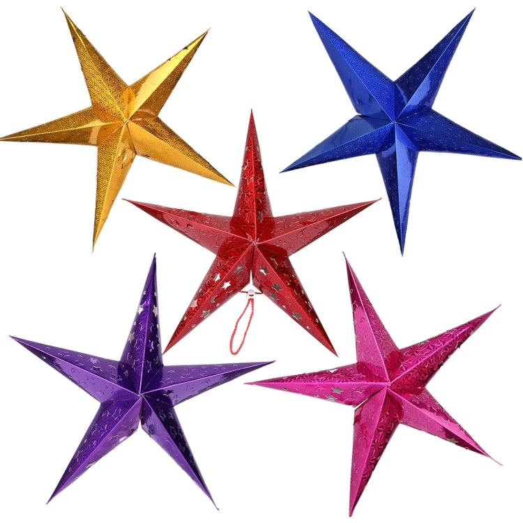 30cm Diagonal (Full Extended) Christmas Decoration 3D Holographic Paper Pentagram, Random Color Delivery, 90cm