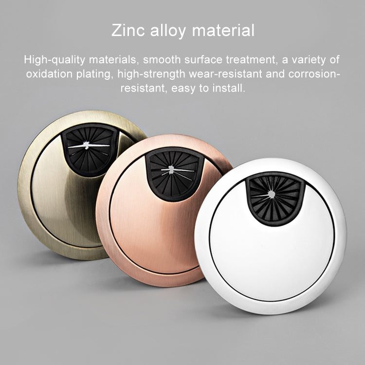 2 PCS Desk Computer Desktop Zinc Alloy Round Threading Box Hole Cover, Hole Diameter: 35mm (Bright Gold), 35mm Brushed Steel, 35mm Bright Gold, 35mm Green Bronze, 35mm Red Bronze, 35mm Matte Black, 35mm Matte Silver