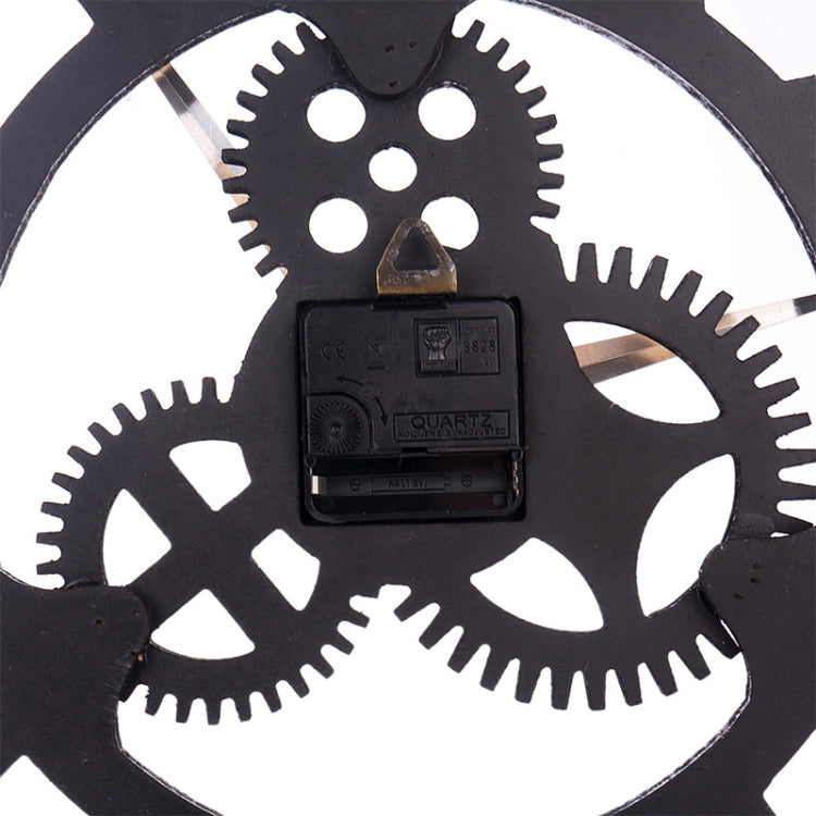 Retro Wooden Round Single-sided Gear Clock Number Wall Clock, Diameter: 50cm, Number 50cm