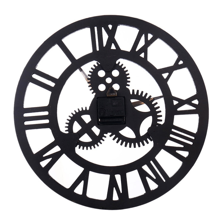 Retro Wooden Round Single-sided Gear Clock Rome Number Wall Clock, Diameter: 58cm, Rome Number 58cm