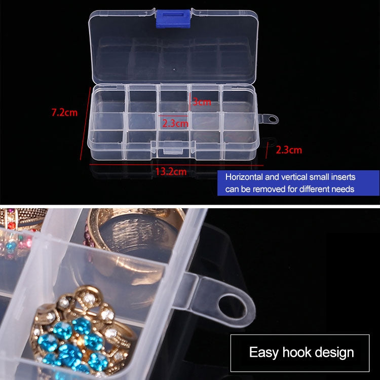 10 PCS Removable Grid Plastic Box Organizer for Jewelry Earring Fishing Hook Small Accessories, Size: Small, 10 Slots, 10 Slots (Pink+Blue), 10 Slots (Orange + blue), 10 Slots (Purple+Blue), 10 Slots  (White+Pink), 10 Slots  (White+Blue)