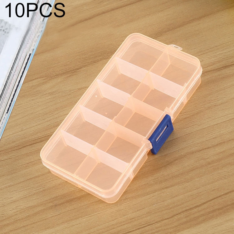 10 PCS Removable Grid Plastic Box Organizer for Jewelry Earring Fishing Hook Small Accessories, Size: Small, 10 Slots, 10 Slots (Pink+Blue), 10 Slots (Orange + blue), 10 Slots (Purple+Blue), 10 Slots  (White+Pink), 10 Slots  (White+Blue)