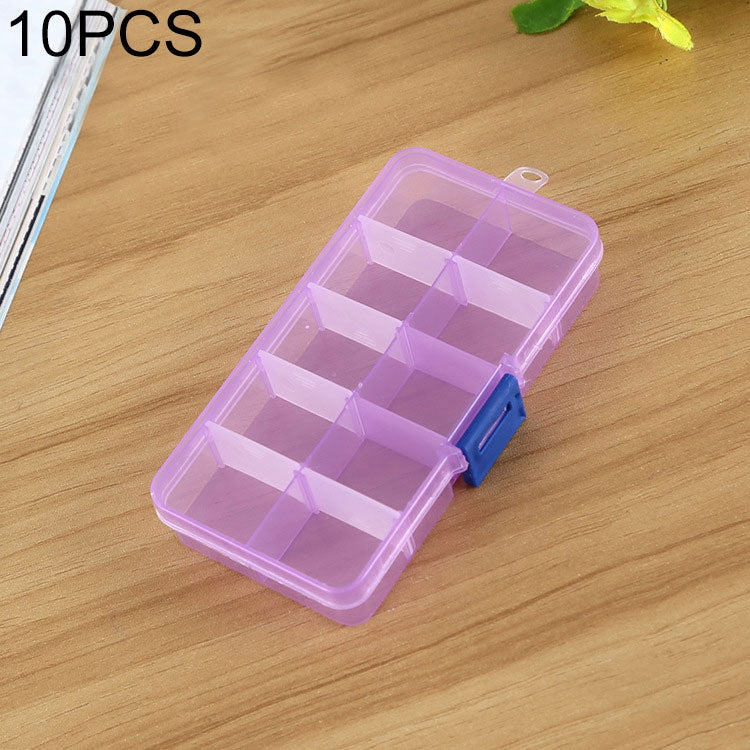 10 PCS Removable Grid Plastic Box Organizer for Jewelry Earring Fishing Hook Small Accessories, Size: Small, 10 Slots, 10 Slots (Pink+Blue), 10 Slots (Orange + blue), 10 Slots (Purple+Blue), 10 Slots  (White+Pink), 10 Slots  (White+Blue)