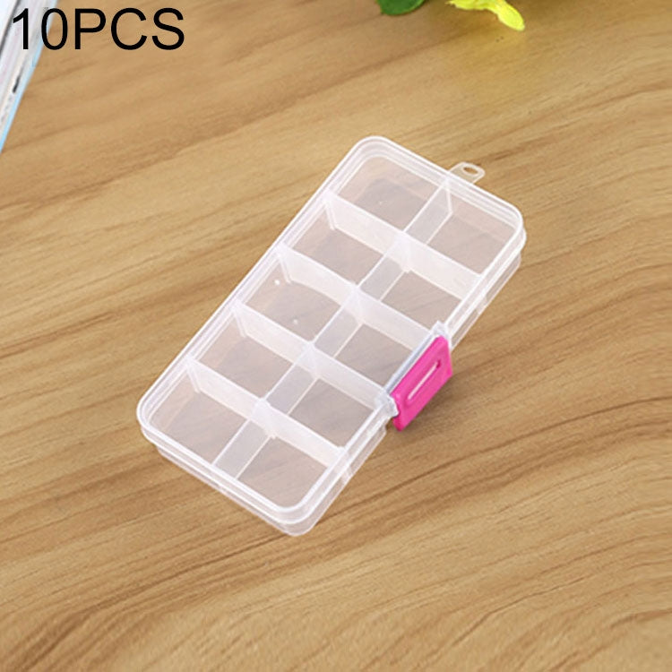 10 PCS Removable Grid Plastic Box Organizer for Jewelry Earring Fishing Hook Small Accessories, Size: Small, 10 Slots, 10 Slots (Pink+Blue), 10 Slots (Orange + blue), 10 Slots (Purple+Blue), 10 Slots  (White+Pink), 10 Slots  (White+Blue)