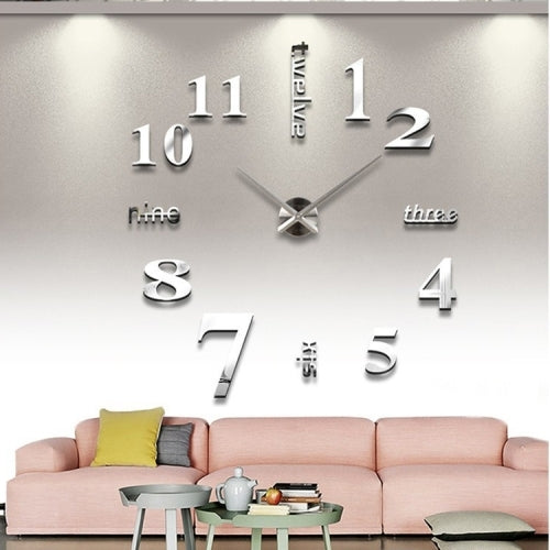 Creative 3D Mirror DIY Wall Sticker Clock, Size: 120*120cm, Size: 120*120cm(Black), Size: 120*120cm(Blue), Size: 120*120cm(Red), Size: 120*120cm(White), Size: 120*120cm(Yellow)