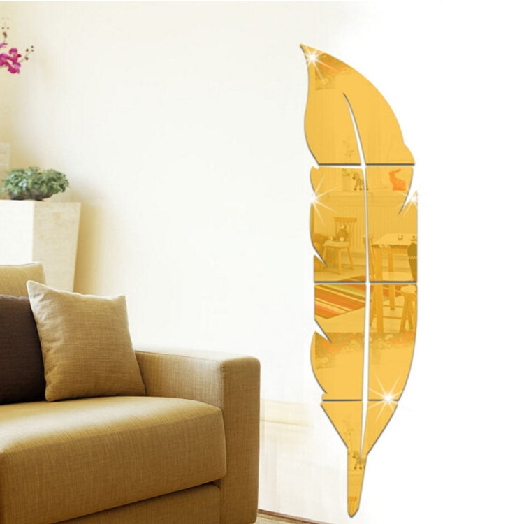 DIY Feather Style Acrylic Mirror Wall Stickers Home Room Mural Decoration Art Wall Sticker, Size: 18*73cm, 18*73cm(Silver), 18*73cm(Red), 18*73cm(Blue), 18*73cm(Gold), Size: 18*73cm(Black)