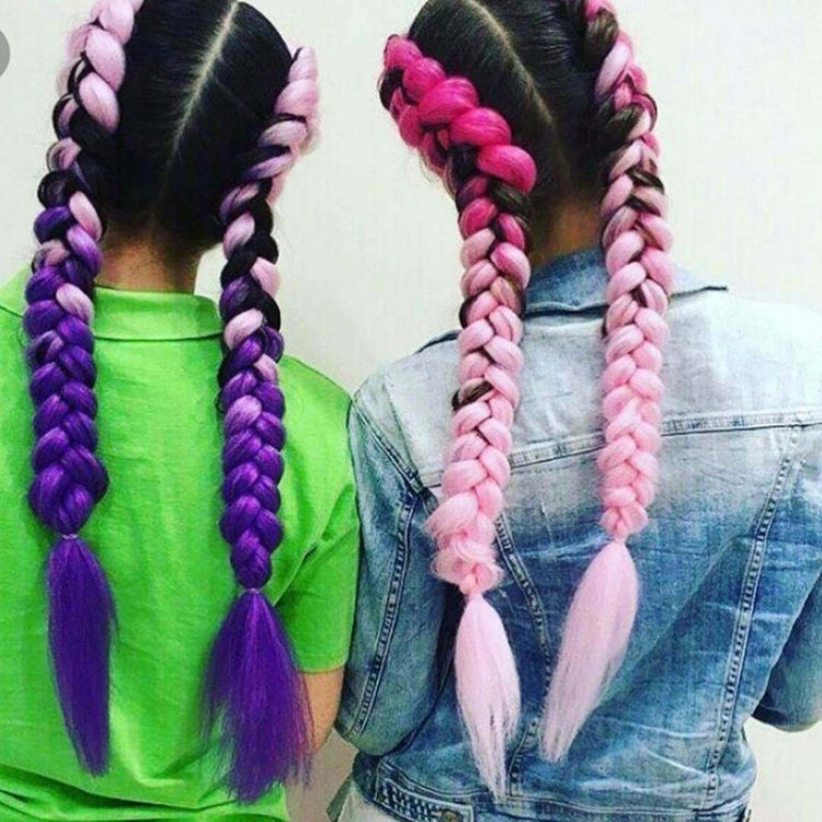 Fashion Color Gradient Individual Braid Wigs Chemical Fiber Big Braids, Length: 60cm(25 Black+Red+Yellow+White), 25, 30, 31