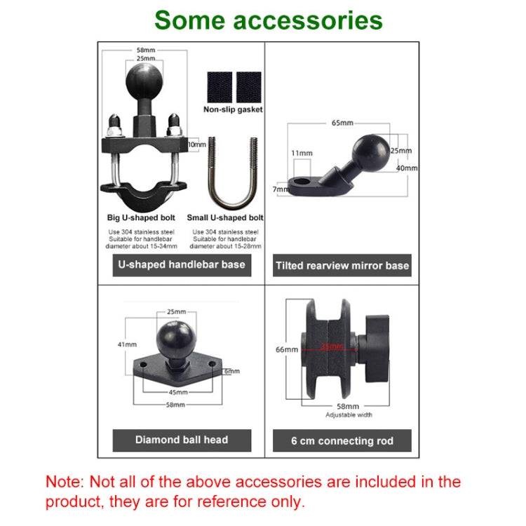 Tilt Rearview Mirror Screw Hole Ball-Head Motorcycle Eight-jaw Aluminum Phone Navigation Bracket, Rearview Mirror Screw Hole