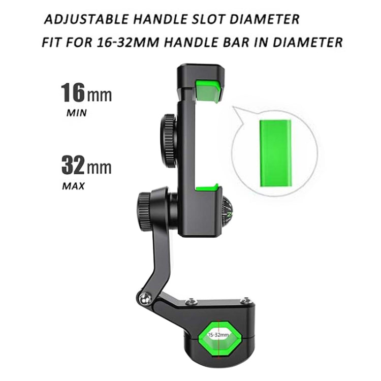 Motorcycle Spherical Compass Phone Holder, Rearview Mirror without Light, Rearview Mirror without Light (Black), Rearview Mirror without Light (Green)