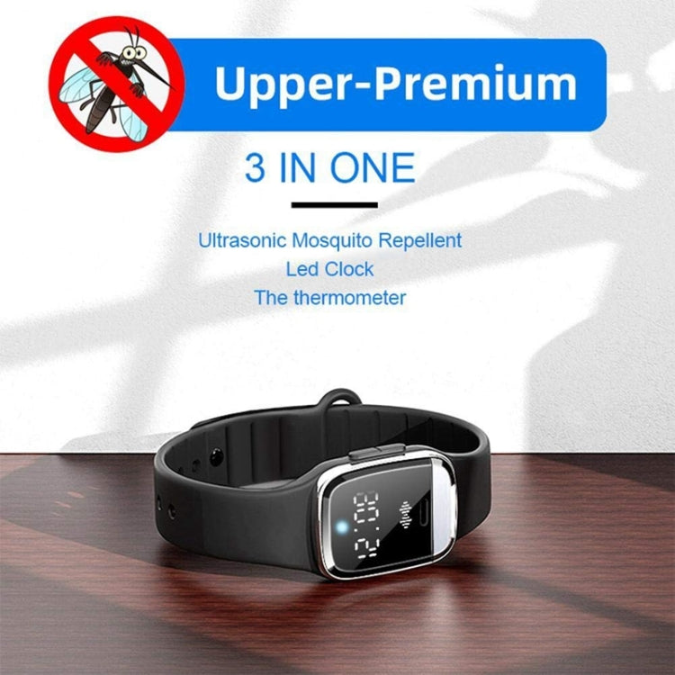M20 Outdoor Ultrasonic Wave Mosquito Repellent Wristband with Clock & Body Temperature Test, M20 (White), M20 (Black), M20 (Pink)
