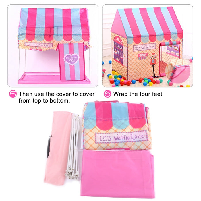 Household Children Printing Play Tent Small Game House with Mat, with Mat (Black White), with Mat (Pink), with Mat (Light Pink)