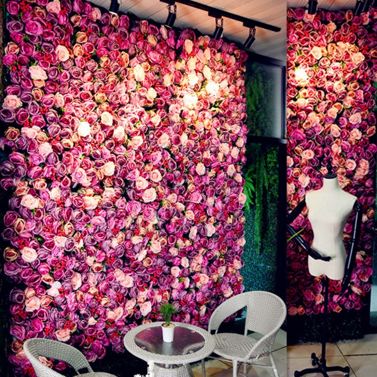 Blooming Rose Peony Hydrangea Artificial Encryption Flower DIY Wedding Wall Decoration Photo Background, Size: 60cm x 40cm, 60x40cm(Purple and Champagne), 60x40cm(Green and White), 60x40cm(Purple), 60x40cm(Red), 60x40cm(Pink), 60x40cm(Blue and White)  ...