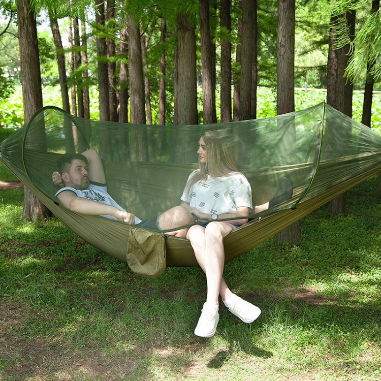 Portable Outdoor Camping Full-automatic Nylon Parachute Hammock with Mosquito Nets, Size : 290 x 140cm, 290x140cm Camouflage, 290x140cm Army Green, 290x140cm Black, 290x140cm Dark Blue, 290x140cm Dark Green, 290x140cm Pink Blue, 290x140cm Green        ...