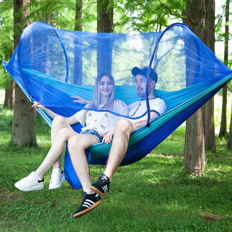 Portable Outdoor Camping Full-automatic Nylon Parachute Hammock with Mosquito Nets, Size : 290 x 140cm, 290x140cm Camouflage, 290x140cm Army Green, 290x140cm Black, 290x140cm Dark Blue, 290x140cm Dark Green, 290x140cm Pink Blue, 290x140cm Green        ...
