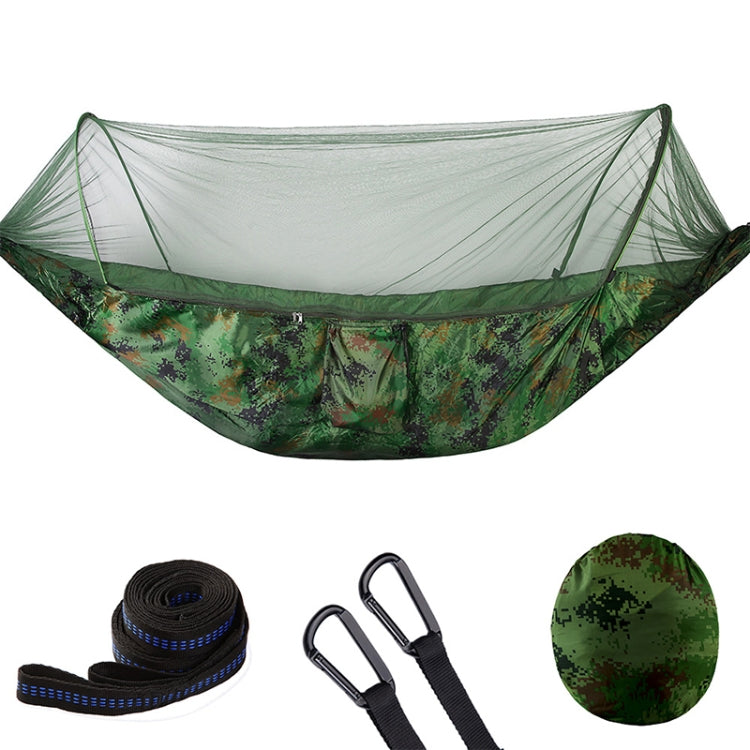 Portable Outdoor Camping Full-automatic Nylon Parachute Hammock with Mosquito Nets, Size : 290 x 140cm, 290x140cm Camouflage, 290x140cm Army Green, 290x140cm Black, 290x140cm Dark Blue, 290x140cm Dark Green, 290x140cm Pink Blue, 290x140cm Green        ...