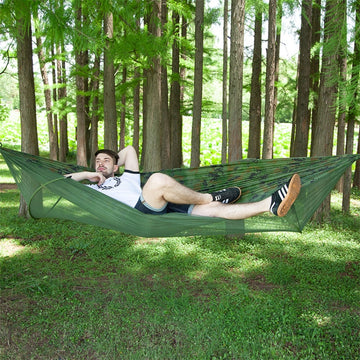 Portable Outdoor Camping Full-automatic Nylon Parachute Hammock with Mosquito Nets, Size : 290 x 140cm, 290x140cm Camouflage, 290x140cm Army Green, 290x140cm Black, 290x140cm Dark Blue, 290x140cm Dark Green, 290x140cm Pink Blue, 290x140cm Green        ...