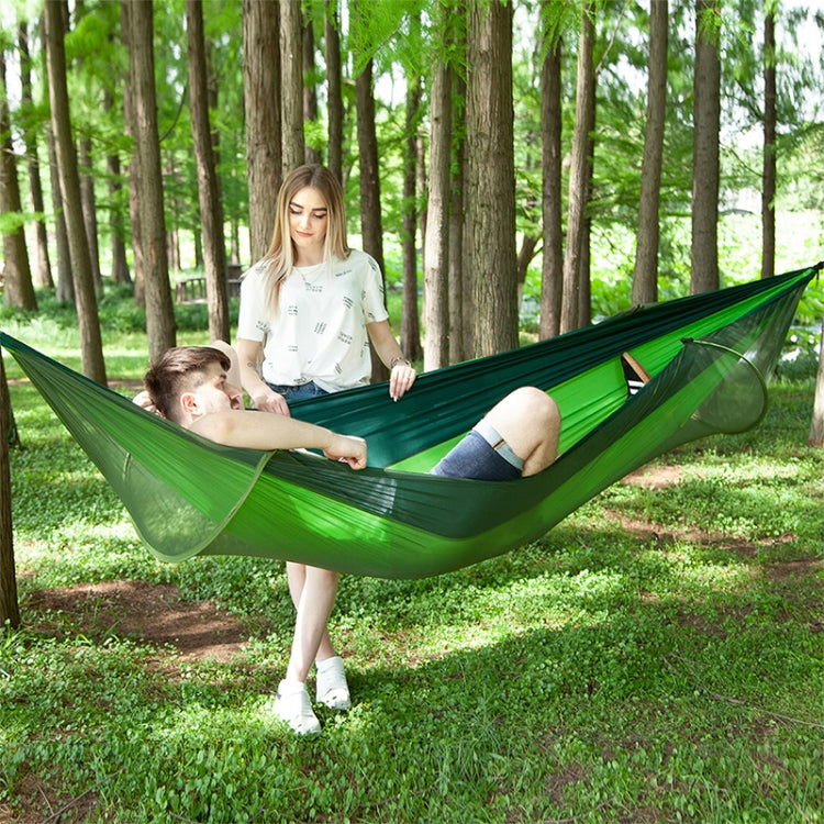 Portable Outdoor Camping Full-automatic Nylon Parachute Hammock with Mosquito Nets, Size : 290 x 140cm, 290x140cm Camouflage, 290x140cm Army Green, 290x140cm Black, 290x140cm Dark Blue, 290x140cm Dark Green, 290x140cm Pink Blue, 290x140cm Green        ...
