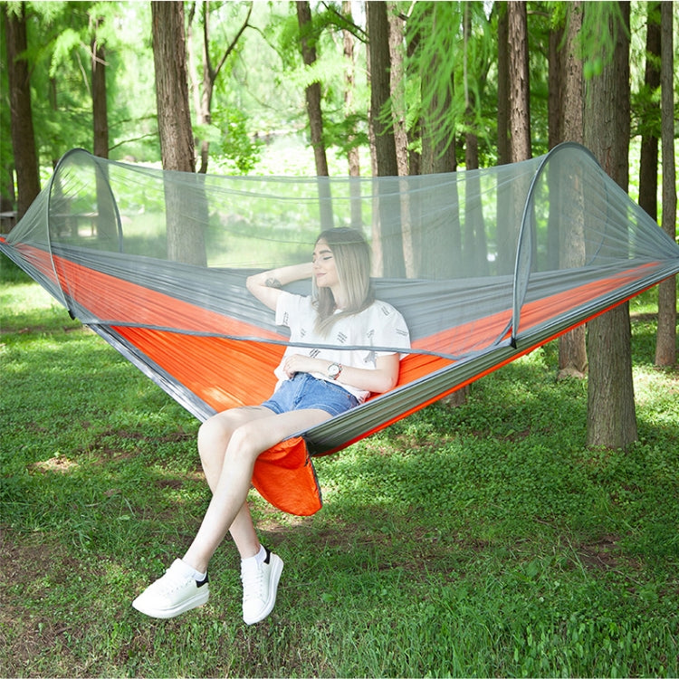Portable Outdoor Camping Full-automatic Nylon Parachute Hammock with Mosquito Nets, Size : 290 x 140cm, 290x140cm Camouflage, 290x140cm Army Green, 290x140cm Black, 290x140cm Dark Blue, 290x140cm Dark Green, 290x140cm Pink Blue, 290x140cm Green        ...
