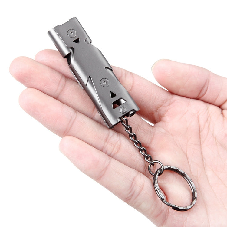 Aotu AT6637 Stainless Steel Outdoor Double Tube Survival Safety Whistle, Random Color Delivery, Random Color Delivery