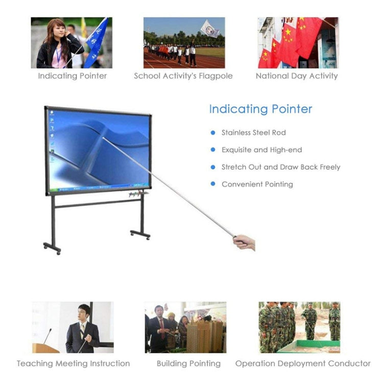 2.5M 10 Knots Telescopic Stainless Steel Rubber Sleeve Teaching Stick Guide Signal Flag, Random Color Delivery, 2.5M 10 Knots