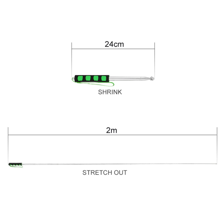 2M 9 Knots Telescopic Stainless Steel Rubber Sleeve Teaching Stick Guide Signal Flag, Random Color Delivery, 2M 9 Knots