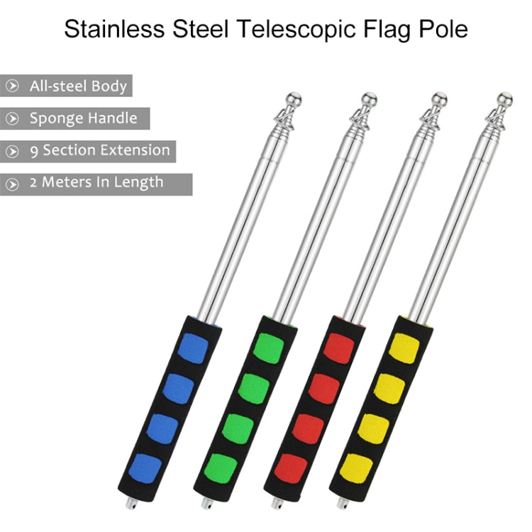 2M 9 Knots Telescopic Stainless Steel Rubber Sleeve Teaching Stick Guide Signal Flag, Random Color Delivery, 2M 9 Knots