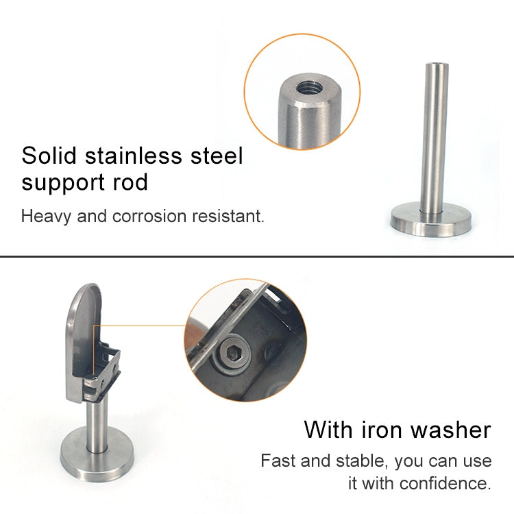 201 Stainless Steel Glass Fish Mouth Support Rod Fixing Clip with 14x80mm Rod, Specification: XL, XL, with 14x80mm Rod
