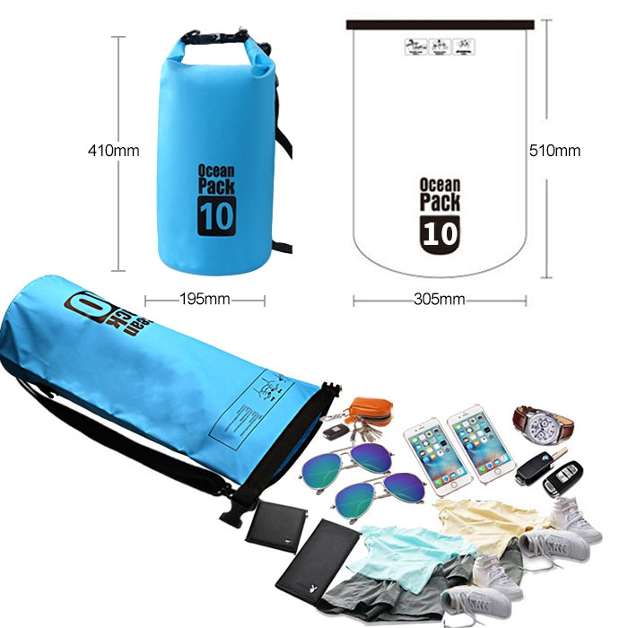 Outdoor Waterproof Single Shoulder Bag Dry Sack PVC Barrel Bag, Capacity: 10L, Capacity: 10L (Pink), Capacity: 10L (Black), Capacity: 10L (Dark Blue), Capacity: 10L (Orange), Capacity: 10L (Green), Capacity: 10L (Sky Blue), Capacity: 10L (Yellow)