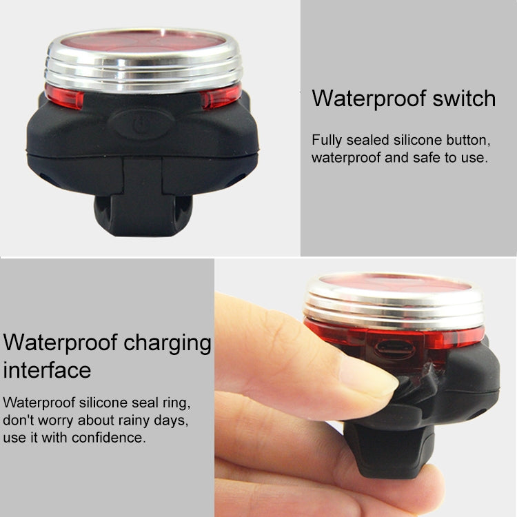 COB Lamp Bead 160LM USB Charging Four-speed Waterproof Bicycle Headlight / Taillight Set,  Red + White Light 650MA, Red + White Light
