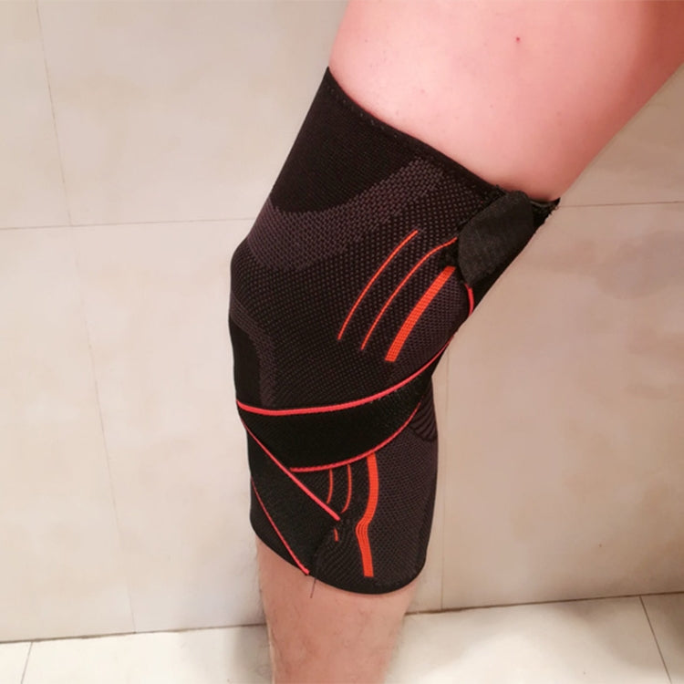 Sports High Elastic Shockproof Non-slip Silicone Knee Support Guards with Pressure Strip Size: L, L