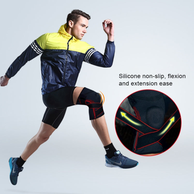 Sports High Elastic Shockproof Non-slip Silicone Knee Support Guards with Pressure Strip Size: XL, XL