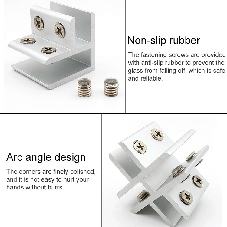 Cross-type Aluminum Alloy Glass Combination Clamp Cabinet Partition Fixing Clip, Cliped 8-10mm, Cross-type Cliped 8-10mm