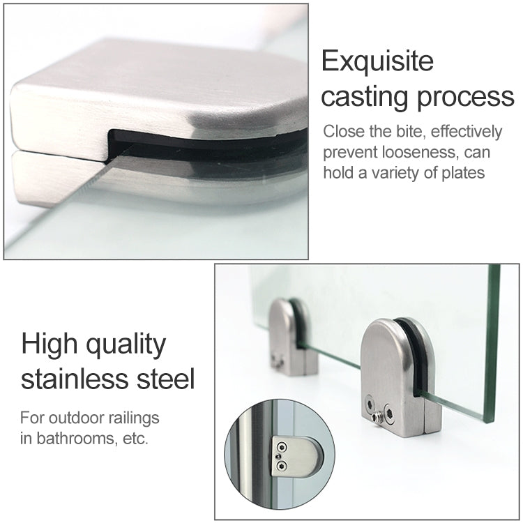 8-12mm Concave Curved Bottom Matte Polished 304 Stainless Steel Fixed Clip Railing Glass Wood Layer Board Clamp Bracket, 8-12mm, Curved Bottom, 304 Stainless Steel