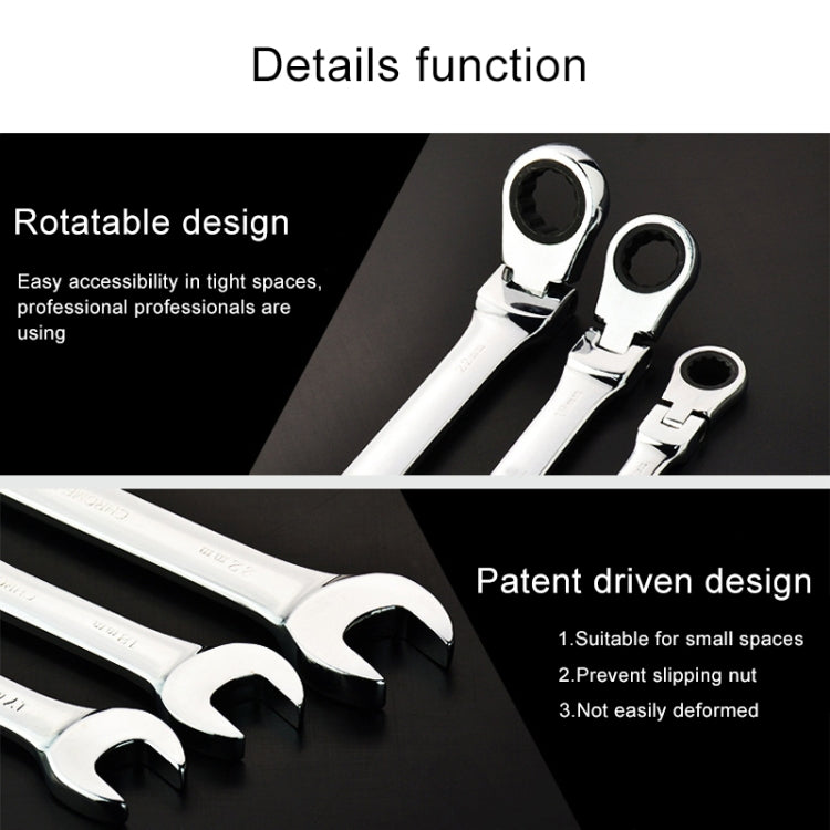 12mm Dual-use Opening Plum Ratcheting Angled Wrench , Length: 16.5cm, 12mm