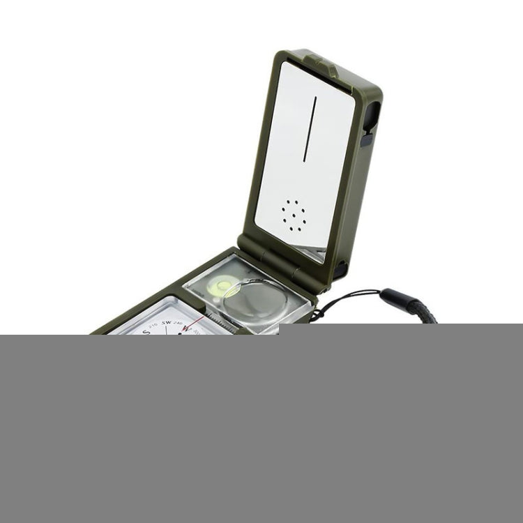 10 in 1 (Thermometer, Hygrometer, LED light, Reflector, Spirit level, Compass, Whistle, Flint, Magnifier, Ruler) Multi-Function Portable Compass, 10 in 1