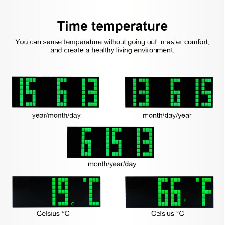 Digital Electronic Alarm Clock Creative LED Desk Clock US Plug, 4 Digits 7 Segments, 4 Digits 5 Segments, 6 Digits 5 Segments