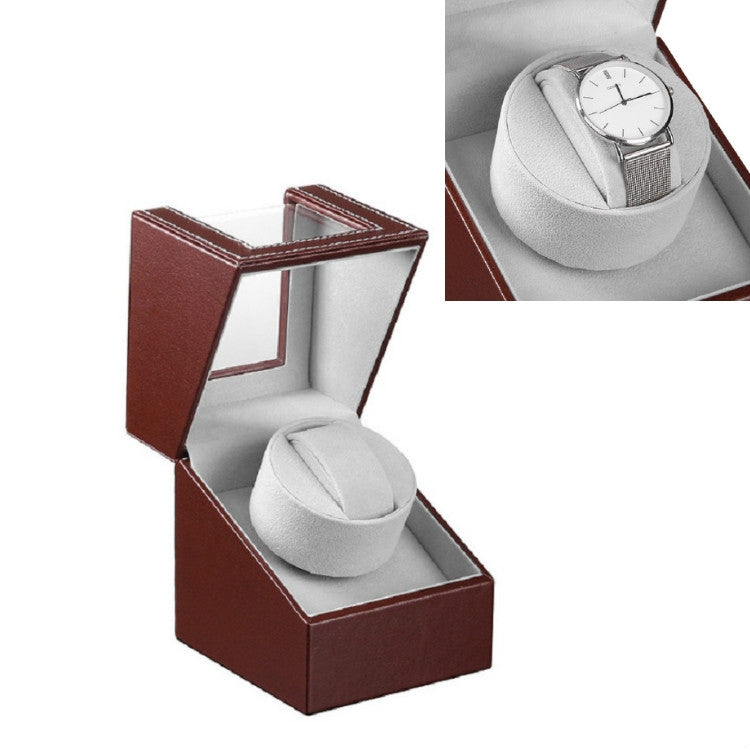 Leather Single Watch Box Electric Motor Watch Shaker Automatic Watch Shaker ，US Plug, Single, Black Leather, Single, Brown Leather