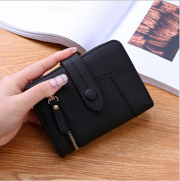 Women Two-folding Wallet Multi-function Clutch Bag Small Wallet, Two-folding Green, Two-folding Black
