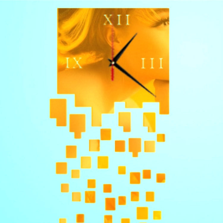 Mirror Clock Personality Wall Clock Three-dimensional Wall Decoration Mosaic Wall Clock